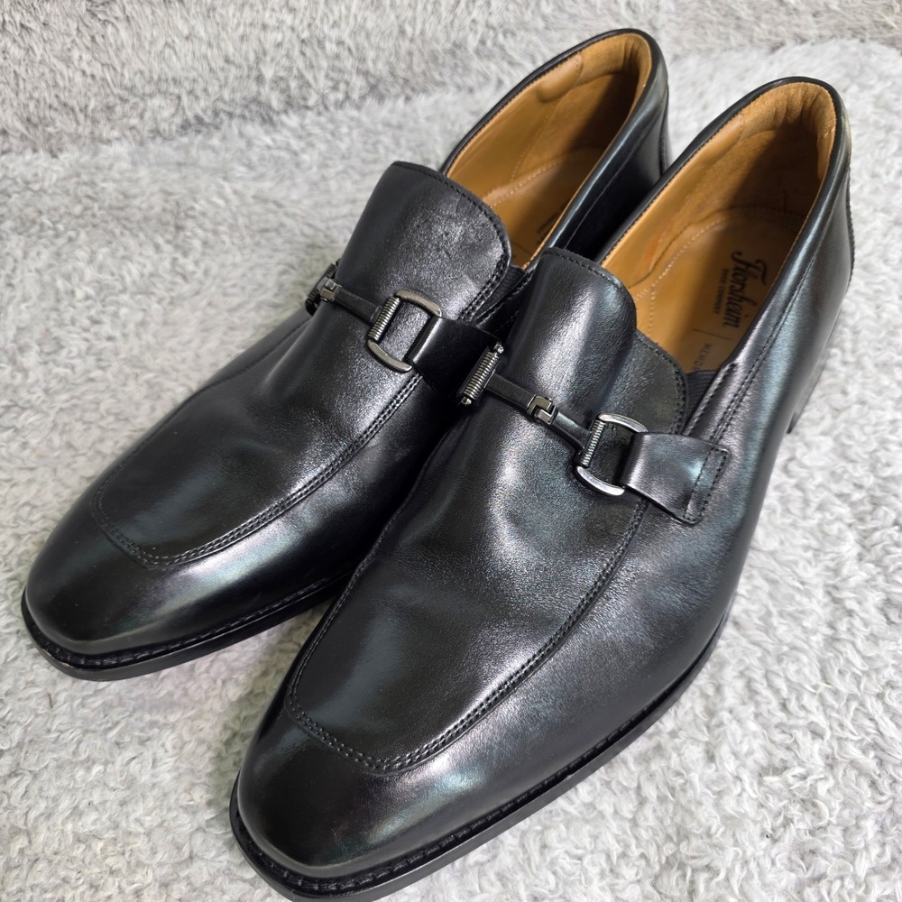 Florsheim Zaffiro Bit Loafer Black Leather‎ Flexsole 12203-001 Mens 13 WIDE EXC
